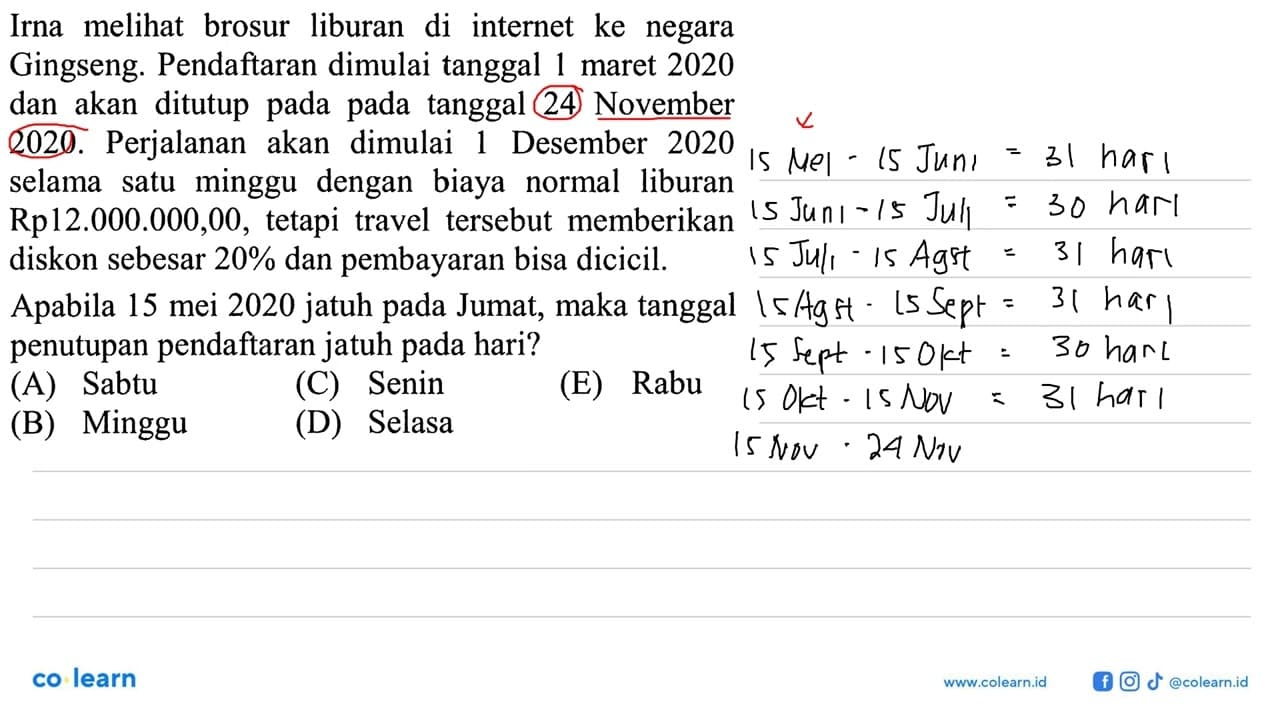 Irna melihat brosur liburan di internet ke negara Gingseng: