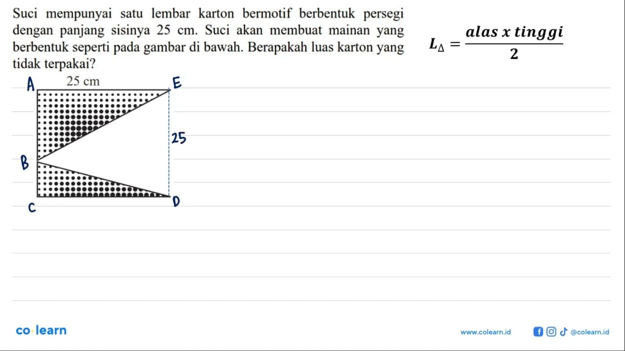 Suci mempunyai satu lembar karton bermotif berbentuk