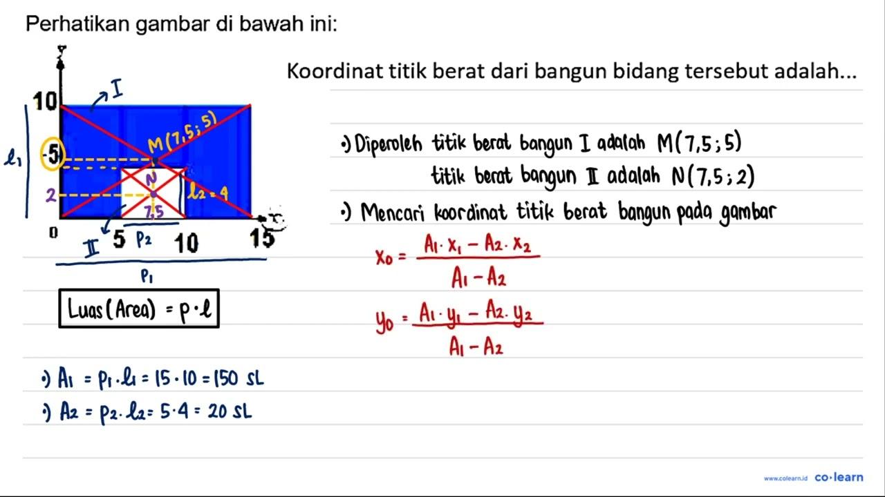 Perhatikan gambar di bawah ini: Koordinat titik berat dari