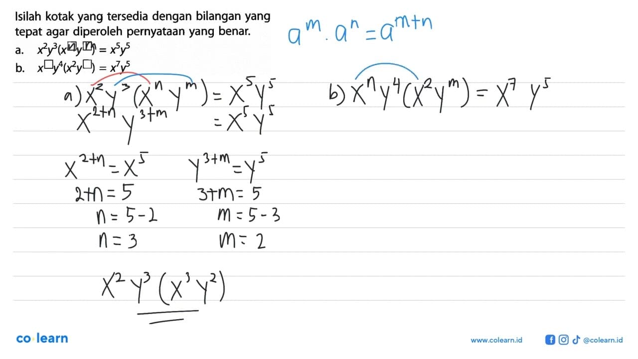 Isilah kotak yang tersedia dengan bilangan yang tepat agar