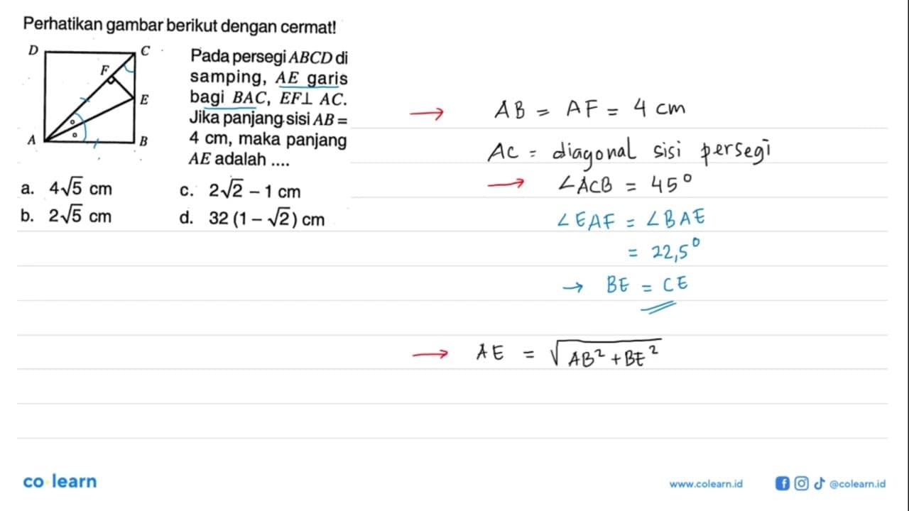 Perhatikan gambar berikut dengan cermat!D C F E A BPada