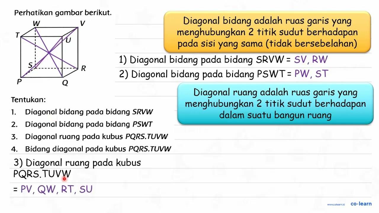 Perhatikan gambar berikut. Tentukan: 1. Diagonal bidang