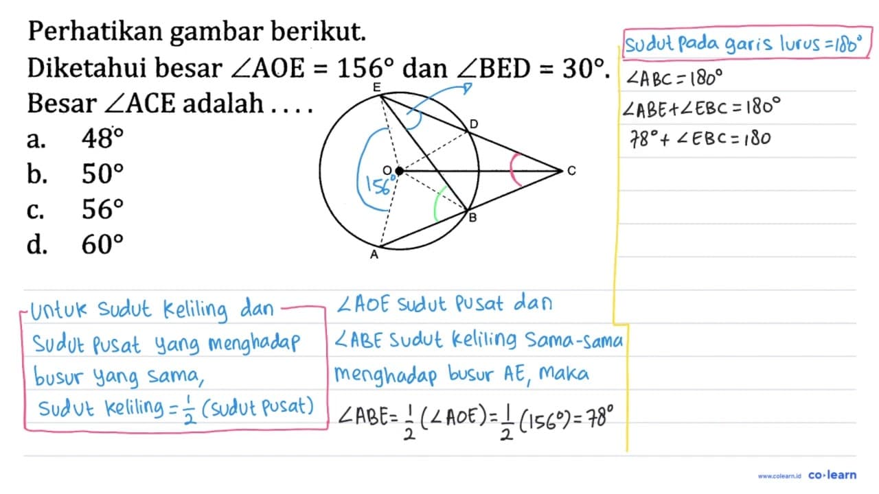 Perhatikan gambar berikut. E D O C B A Diketahui besar