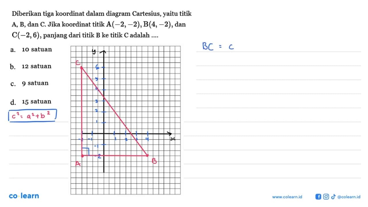 Diberikan tiga koordinat dalam diagram Cartesius, yaitu