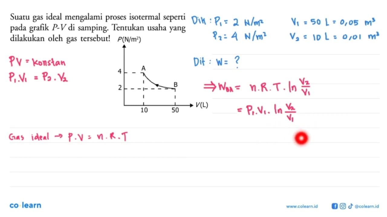 Suatu gas ideal mengalami proses isotermal seperti pada