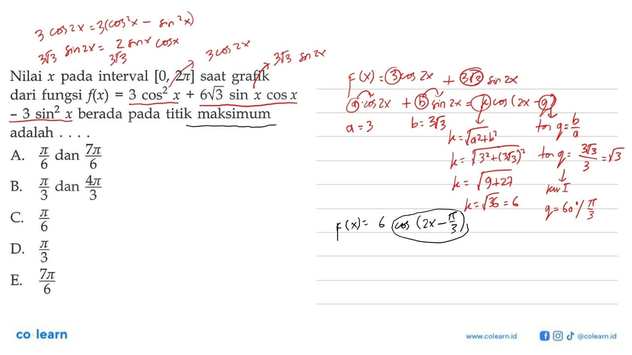 Nilai x pada interval [0,2 pi] saat grafik dari fungsi