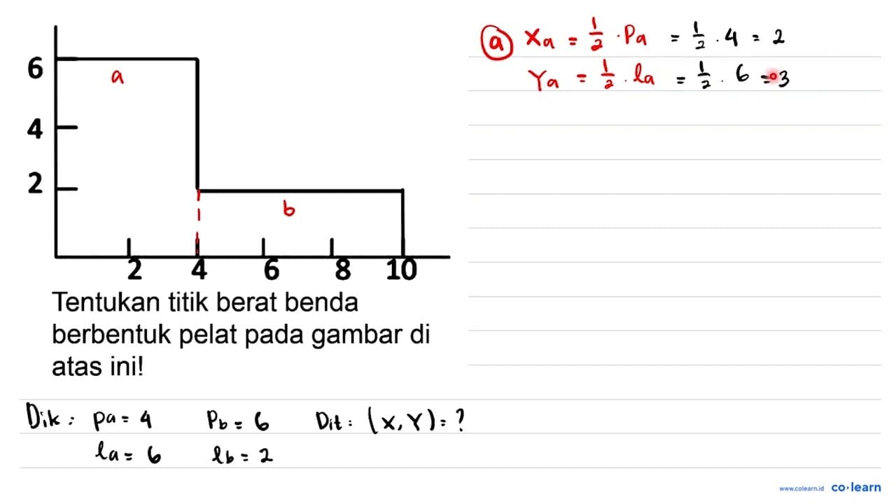 Tentukan titik berat benda berbentuk pelat pada gambar di