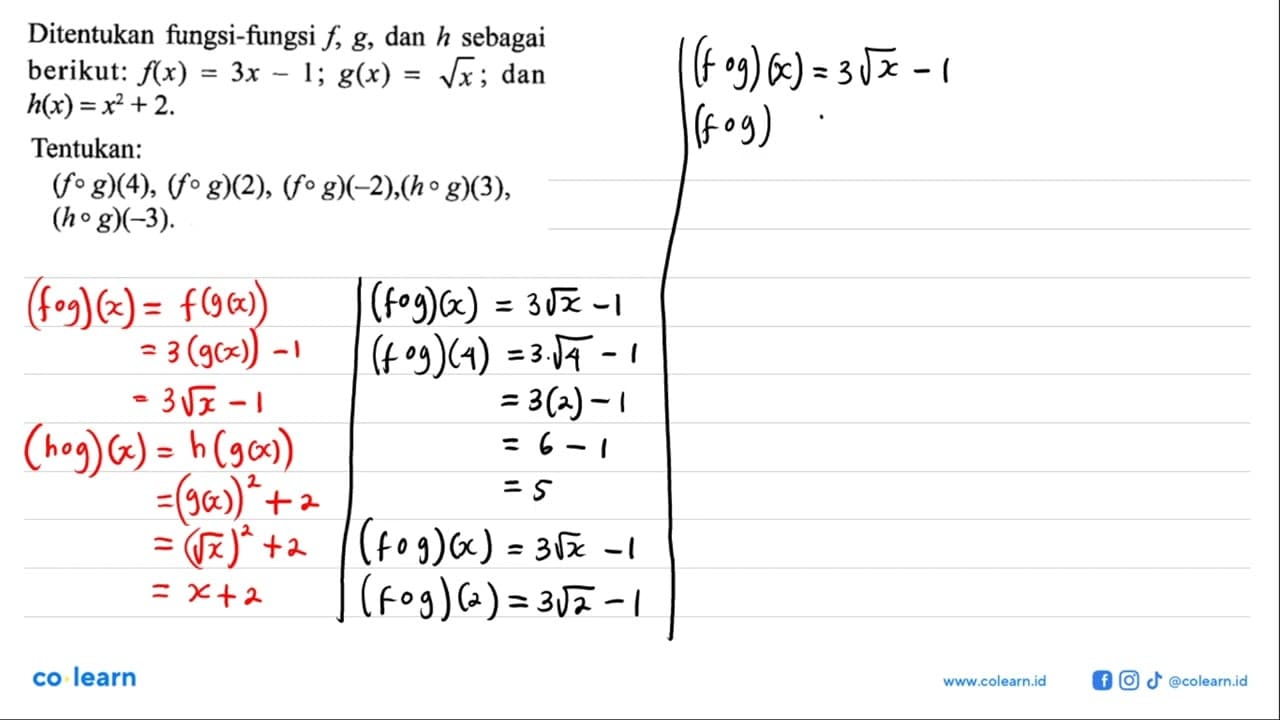 Ditentukan fungsi-fungsi f, g, dan h sebagai berikut: