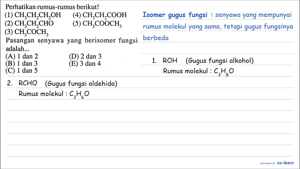 Perhatikan rumus-rumus berikut! (1) CH3CH2CH2OH (4)