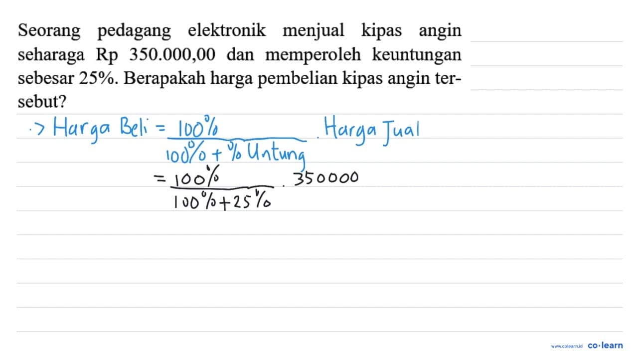 Seorang pedagang elektronik menjual kipas angin seharaga Rp