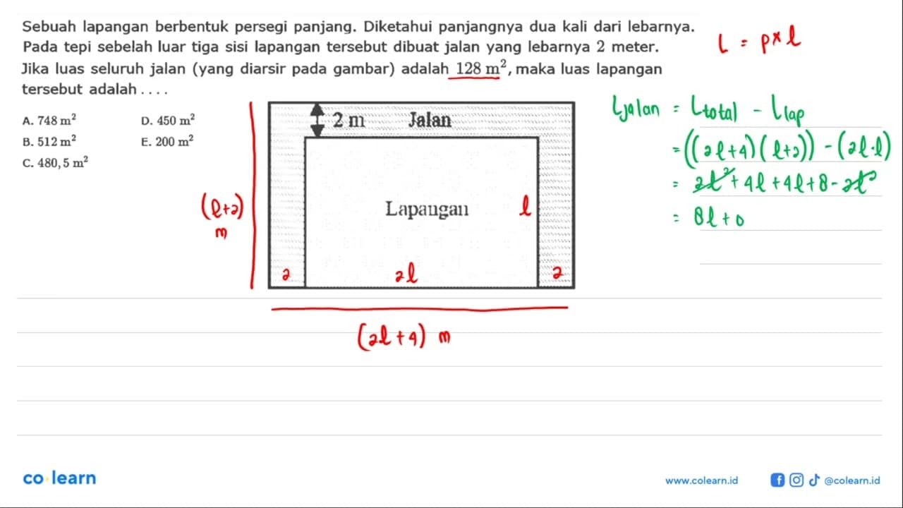 Sebuah lapangan berbentuk persegi panjang. Diketahui