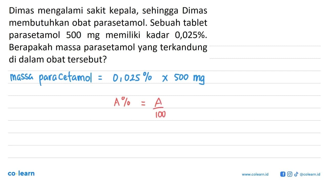 Dimas mengalami sakit kepala, sehingga Dimas membutuhkan