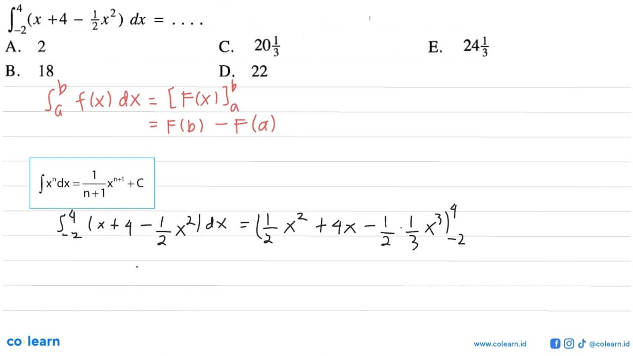 integral -2 4 4(x + 4 -1/2x^2) dx= ....