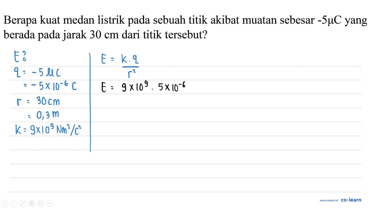 Berapa kuat medan listrik pada sebuah titik akibat muatan