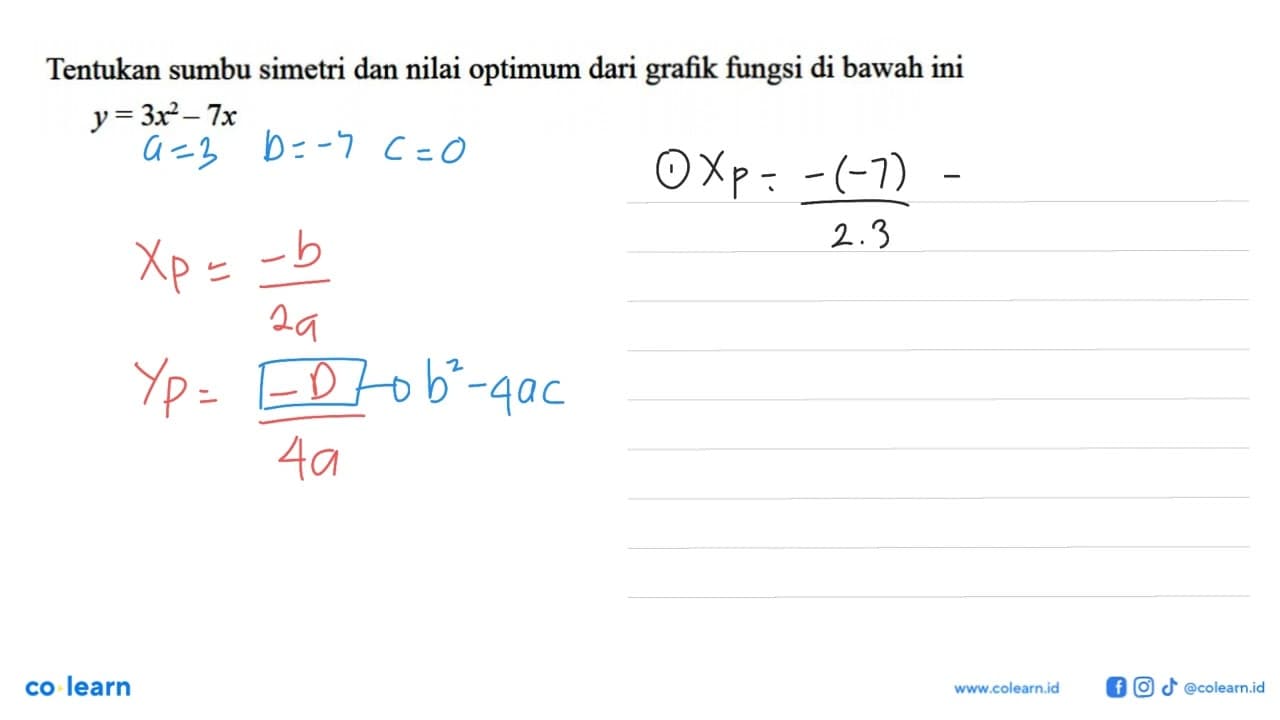 Tentukan sumbu simetri dan nilai optimum dari grafik fungsi