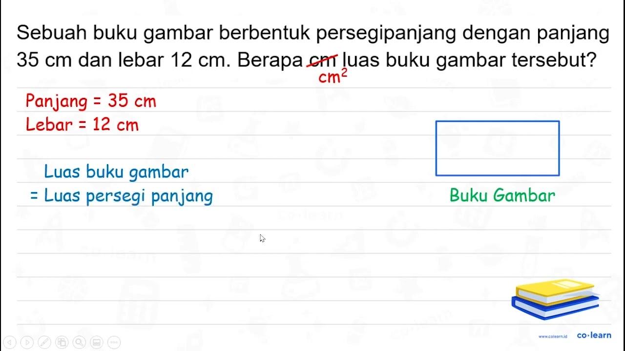 Sebuah buku gambar berbentuk persegipanjang dengan panjang