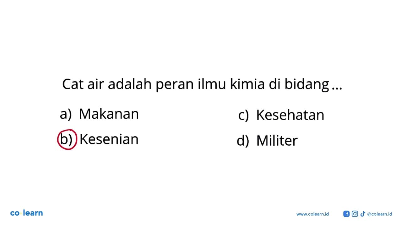 Cat air adalah peran ilmu kimia di bidang ...