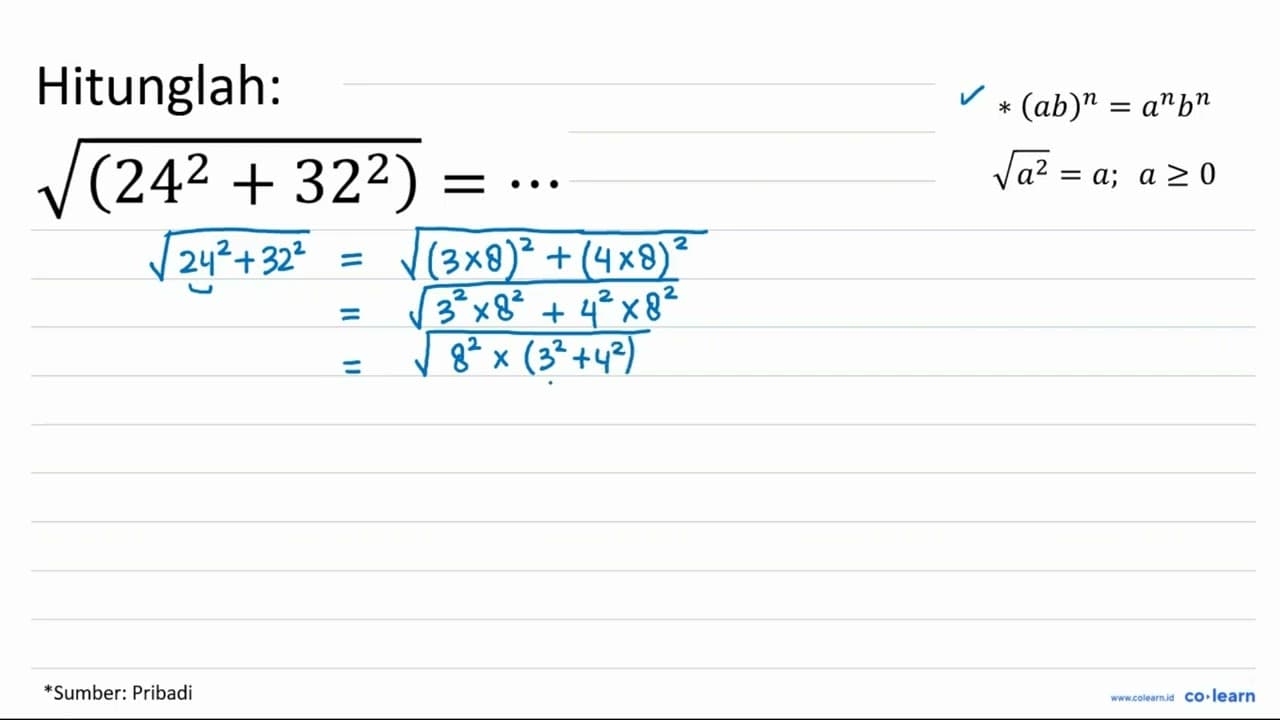akar((24^(2)+32^(2)))=..