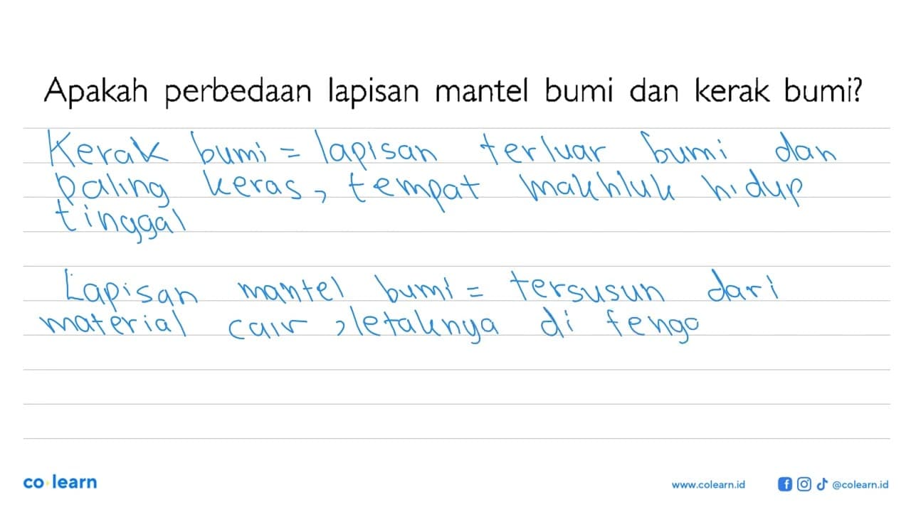 Apakah perbedaan lapisan mantel bumi dan kerak bumi?