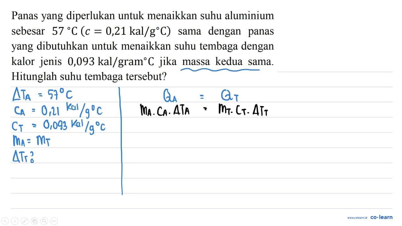 Panas yang diperlukan untuk menaikkan suhu aluminium