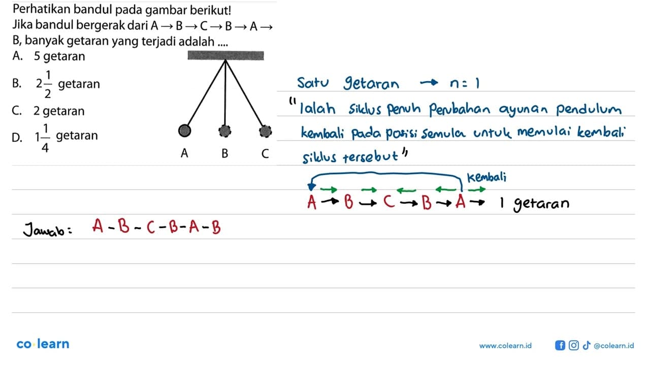 Perhatikan bandul pada gambar berikut! Jika bandul bergerak