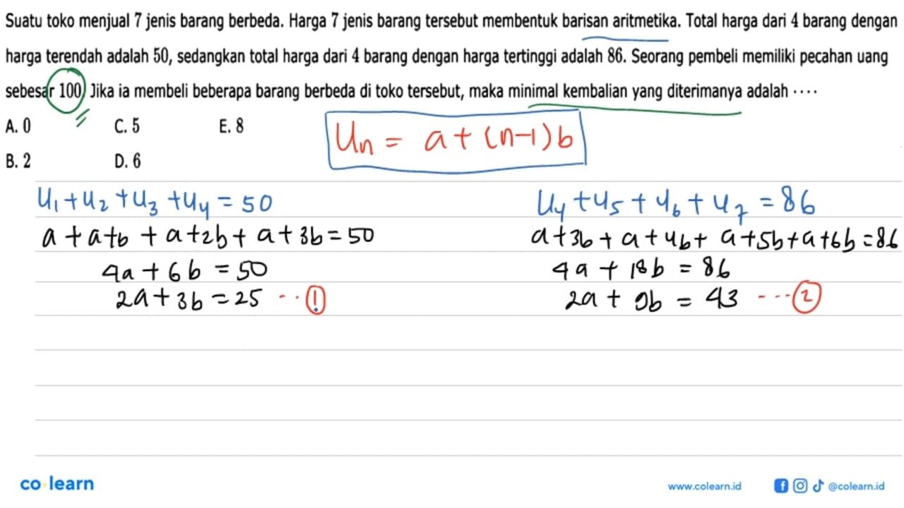 Suatu toko menjual 7 jenis barang berbeda. Harga 7 jenis