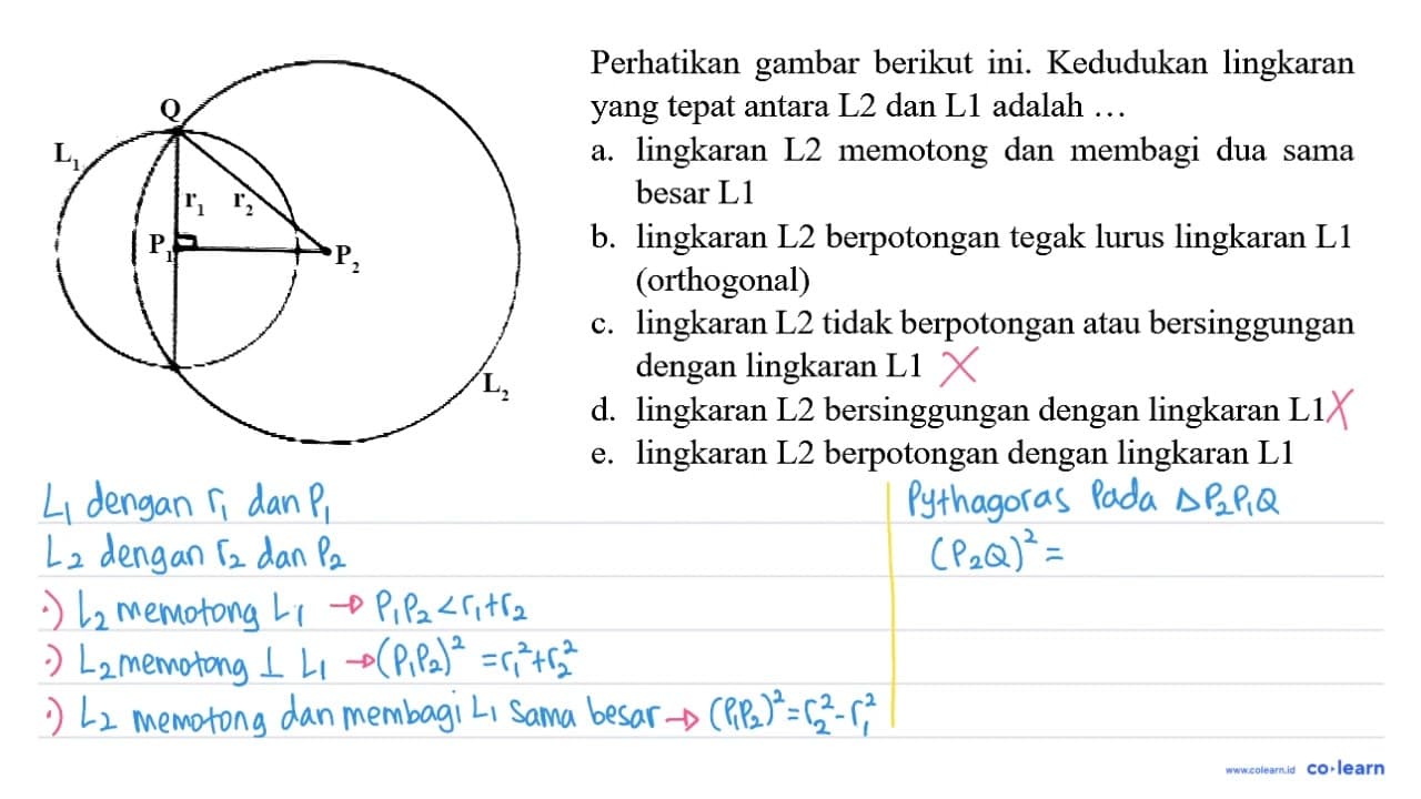 Perhatikan gambar berikut ini. L1 Q r1 r2 P1 P2 Kedudukan