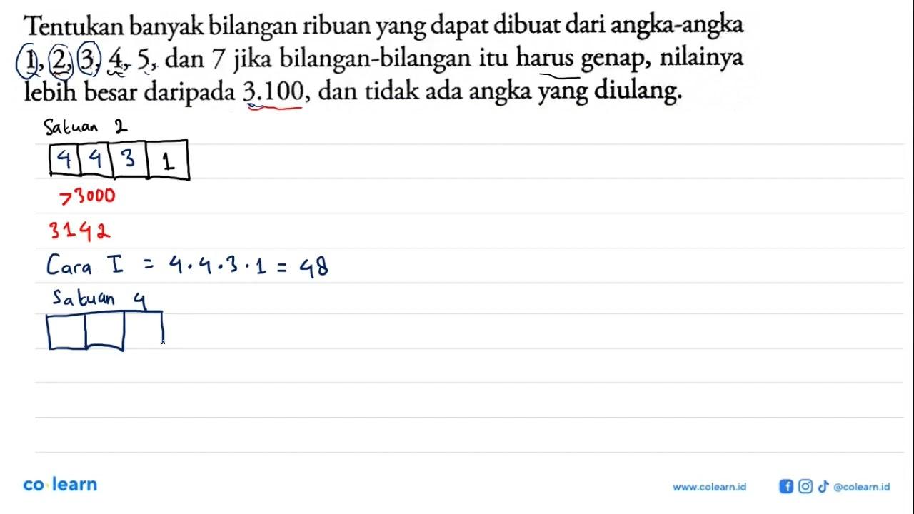 Tentukan banyak bilangan ribuan yang dapat dibuat dari