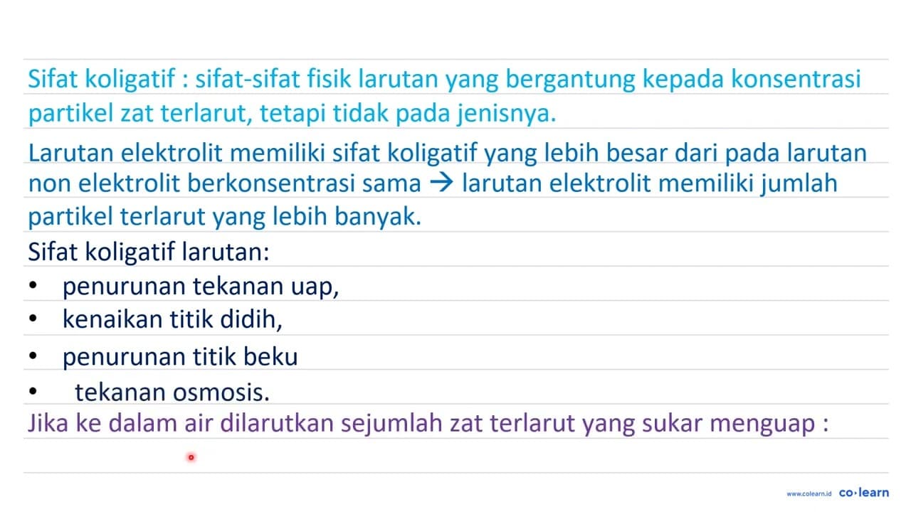 Perhatikan gambar diagram P-T air dan larutan glukosa.