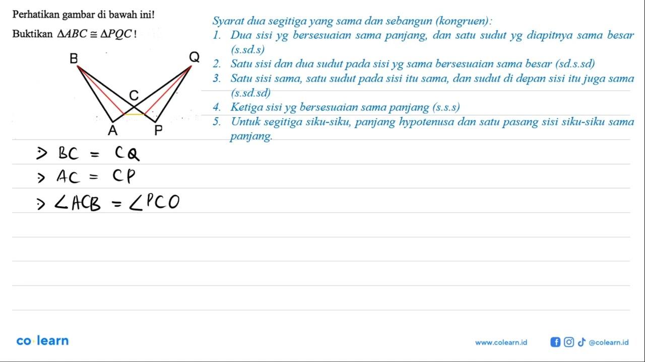 Perhatikan gambar di bawah ini!Buktikan segitiga ABC