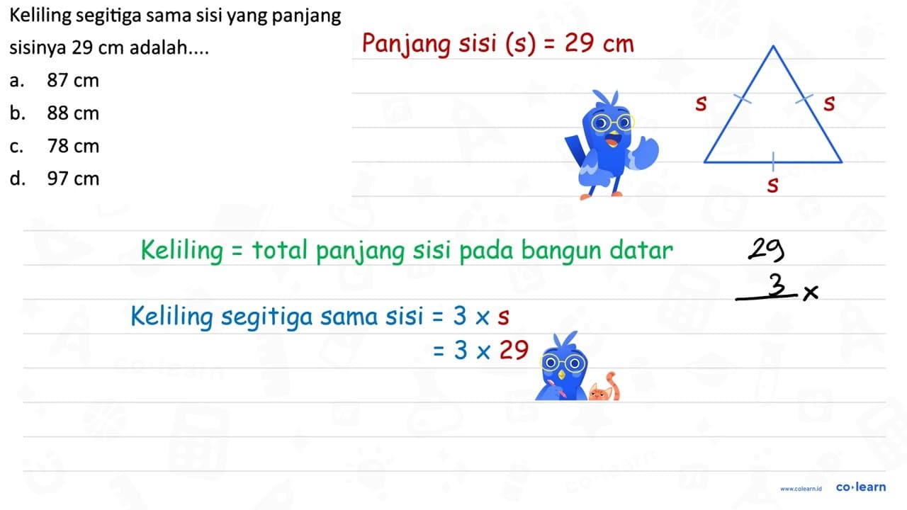 Keliling segitiga sama sisi yang panjang sisinya 29 cm