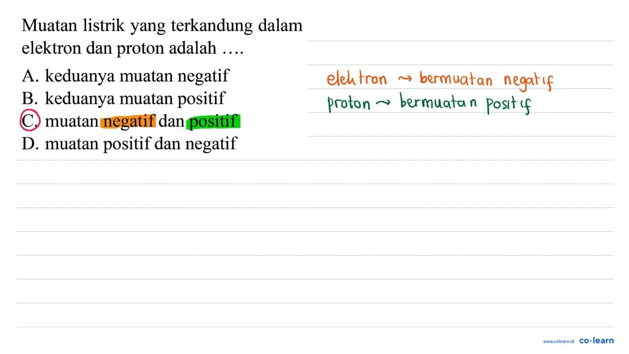 Muatan listrik yang terkandung dalam elektron dan proton