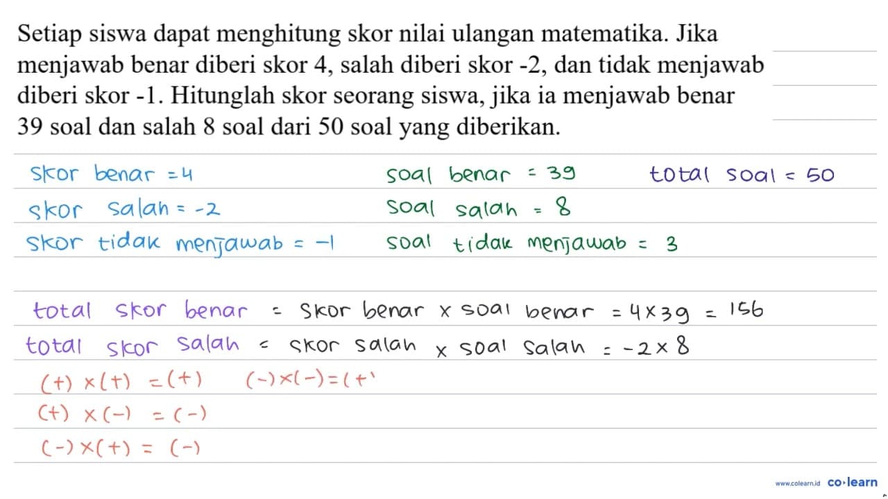 Setiap siswa dapat menghitung skor nilai ulangan