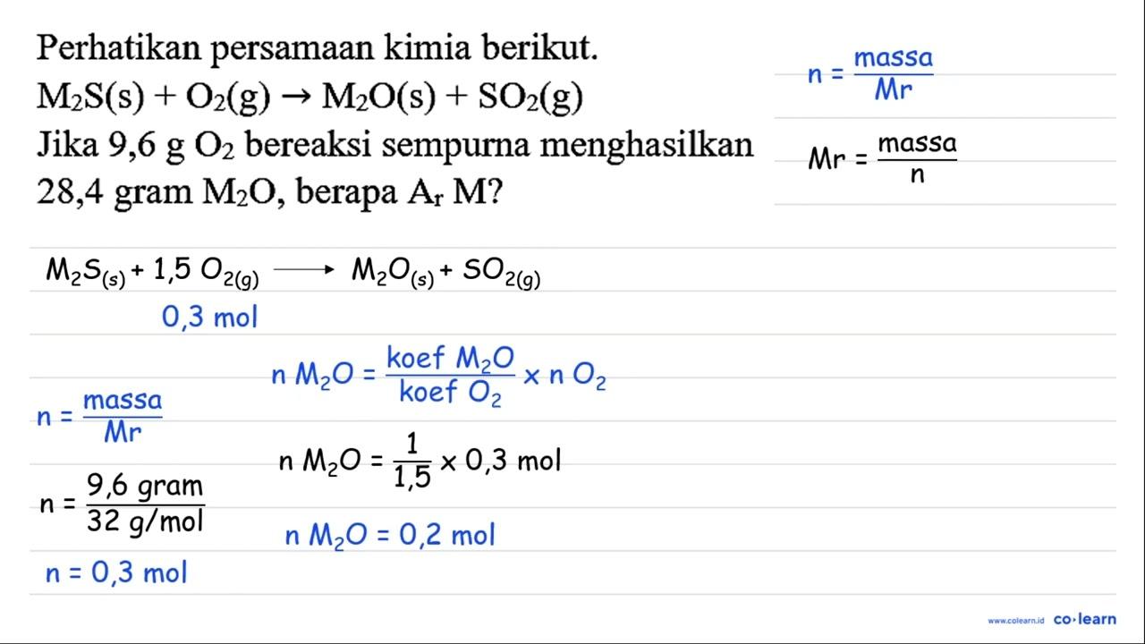 Perhatikan persamaan kimia berikut. M_(2) ~S(~s)+O_(2)(~g)