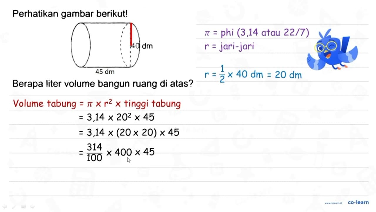 Perhatikan gambar berikut! Berapa liter volume bangun ruang