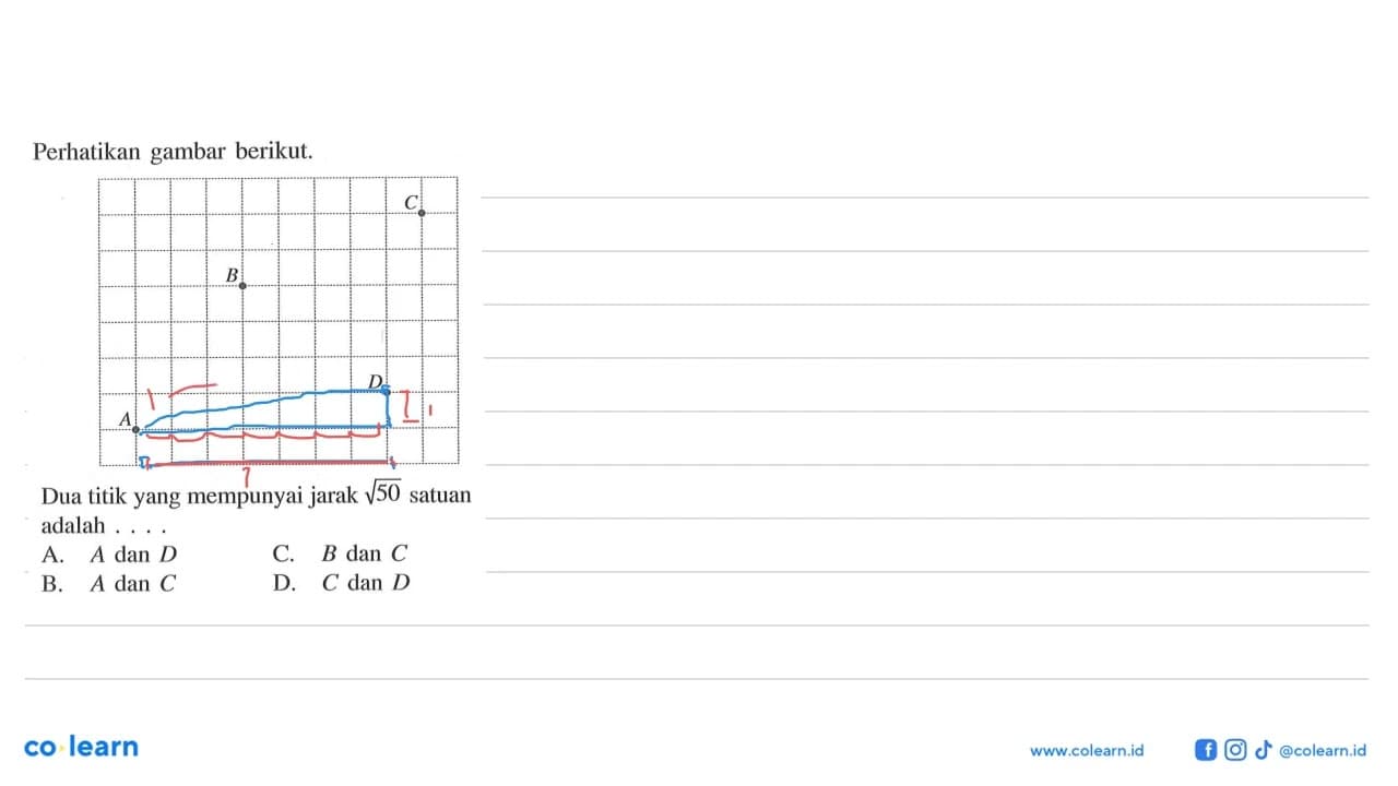 Perhatikan gambar berikut. C B D A Dua titik yang mempunyai