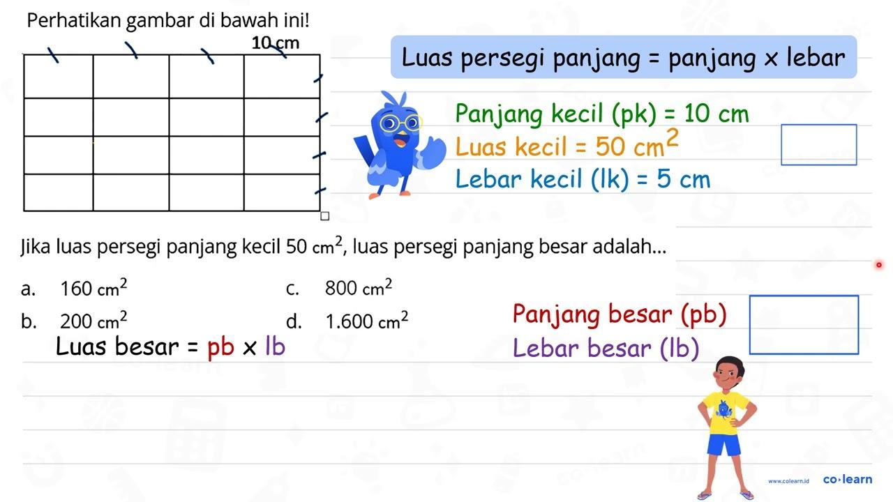 Perhatikan gambar di bawah ini! Jika luas persegi panjang