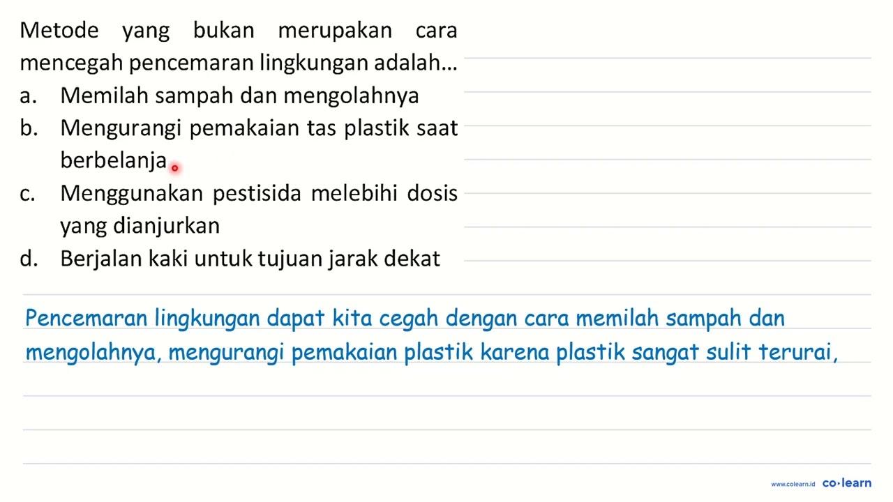 Metode yang bukan merupakan cara mencegah pencemaran