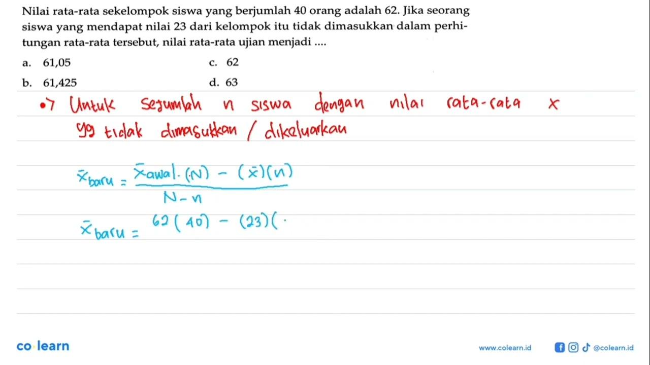 Nilai rata-rata sekelompok siswa yang berjumlah 40 orang