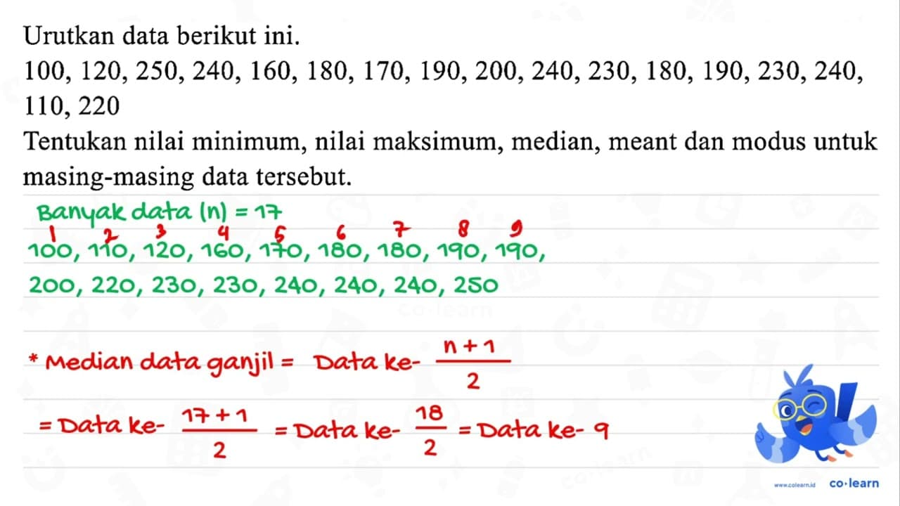 Urutkan data berikut ini.