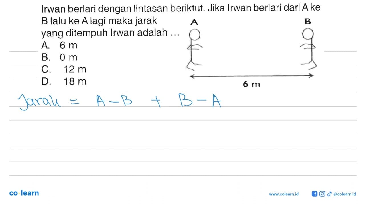 Irwan berlari dengan lintasan berikut. Jika Irwan berlari