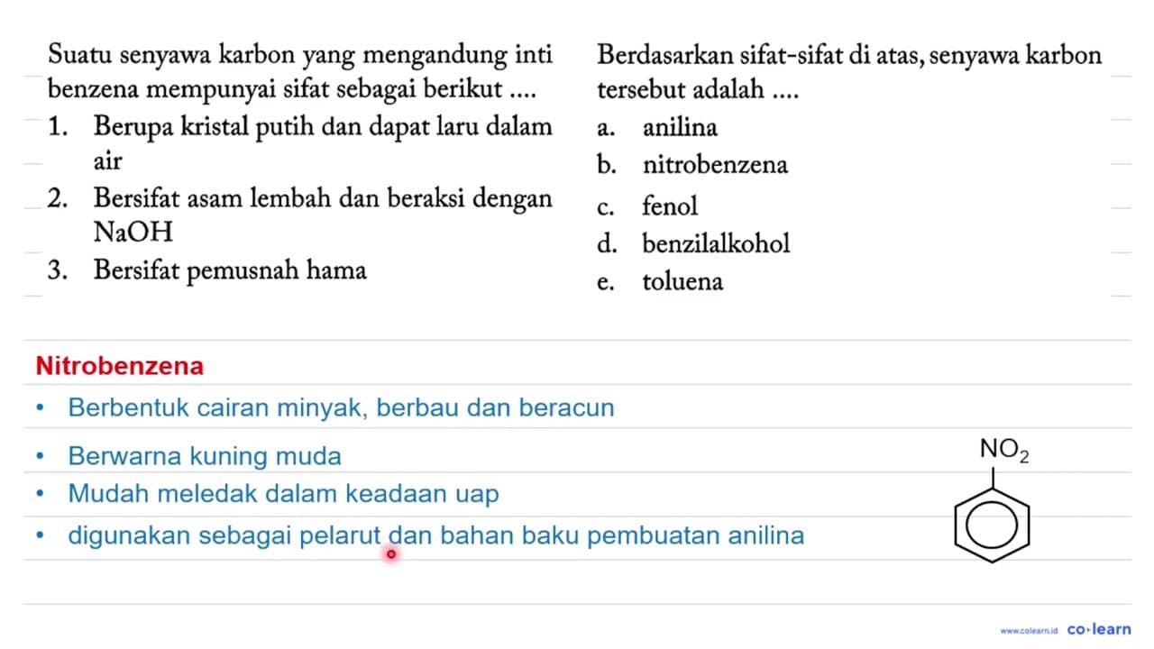 Suatu senyawa karbon yang mengandung inti benzena mempunyai