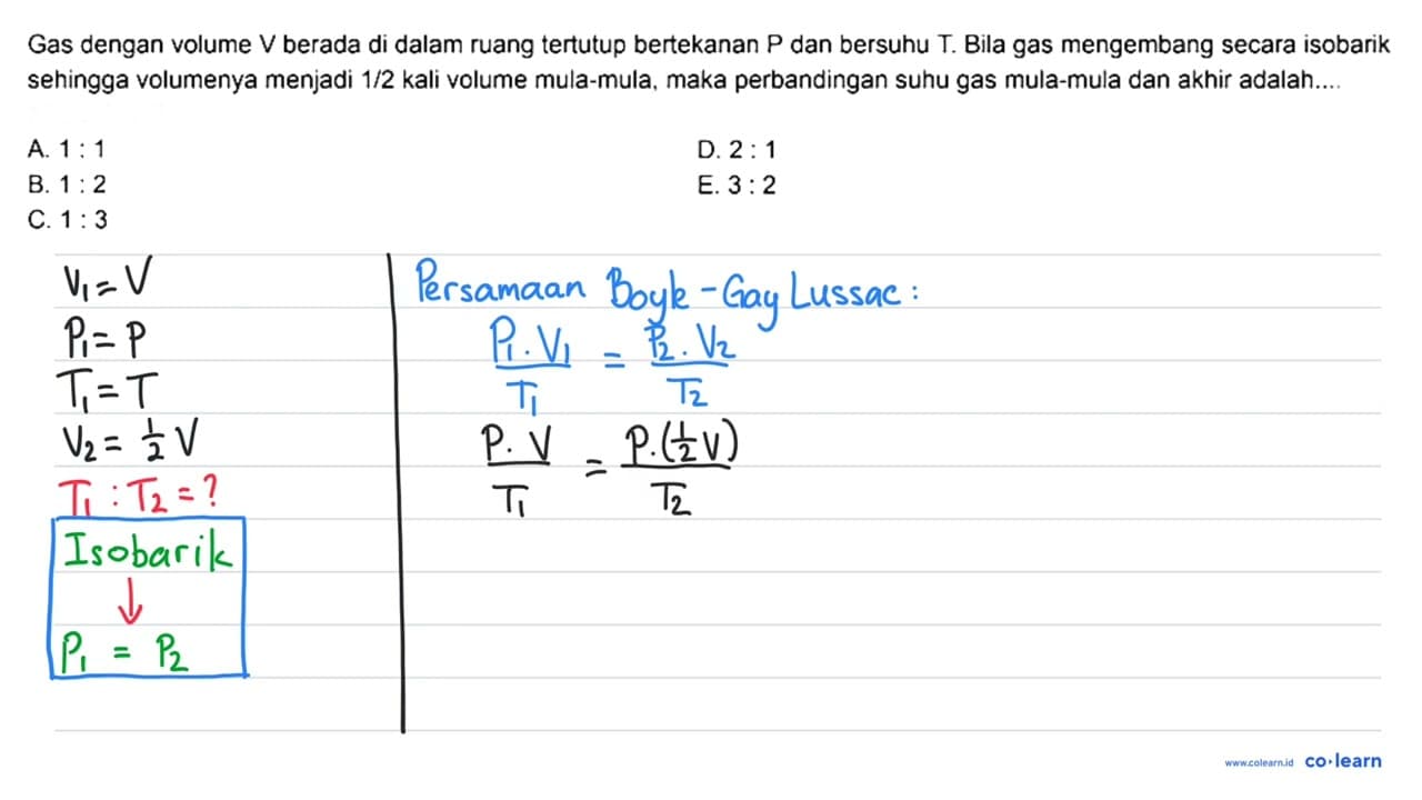 Gas dengan volume V berada di dalam ruang tertutup