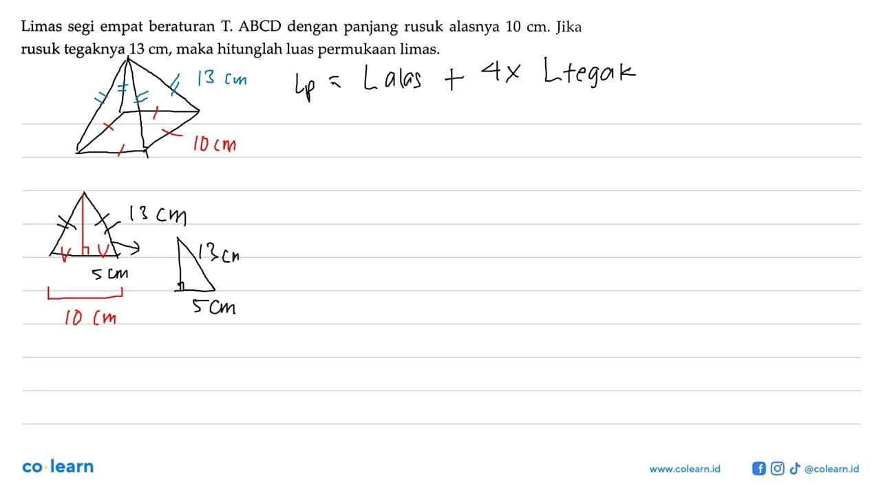 Limas segi empat beraturan T.ABCD dengan panjang rusuk