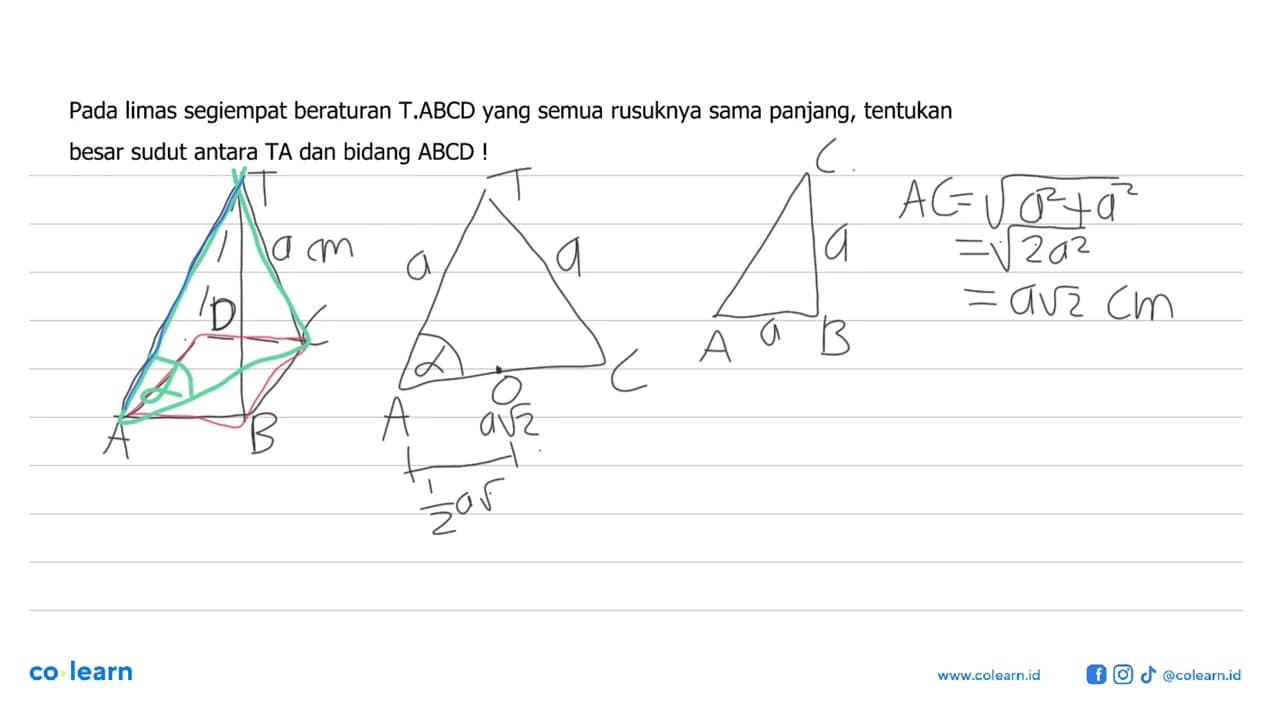 Pada limas segiempat beraturan T.ABCD yang semua rusuknya