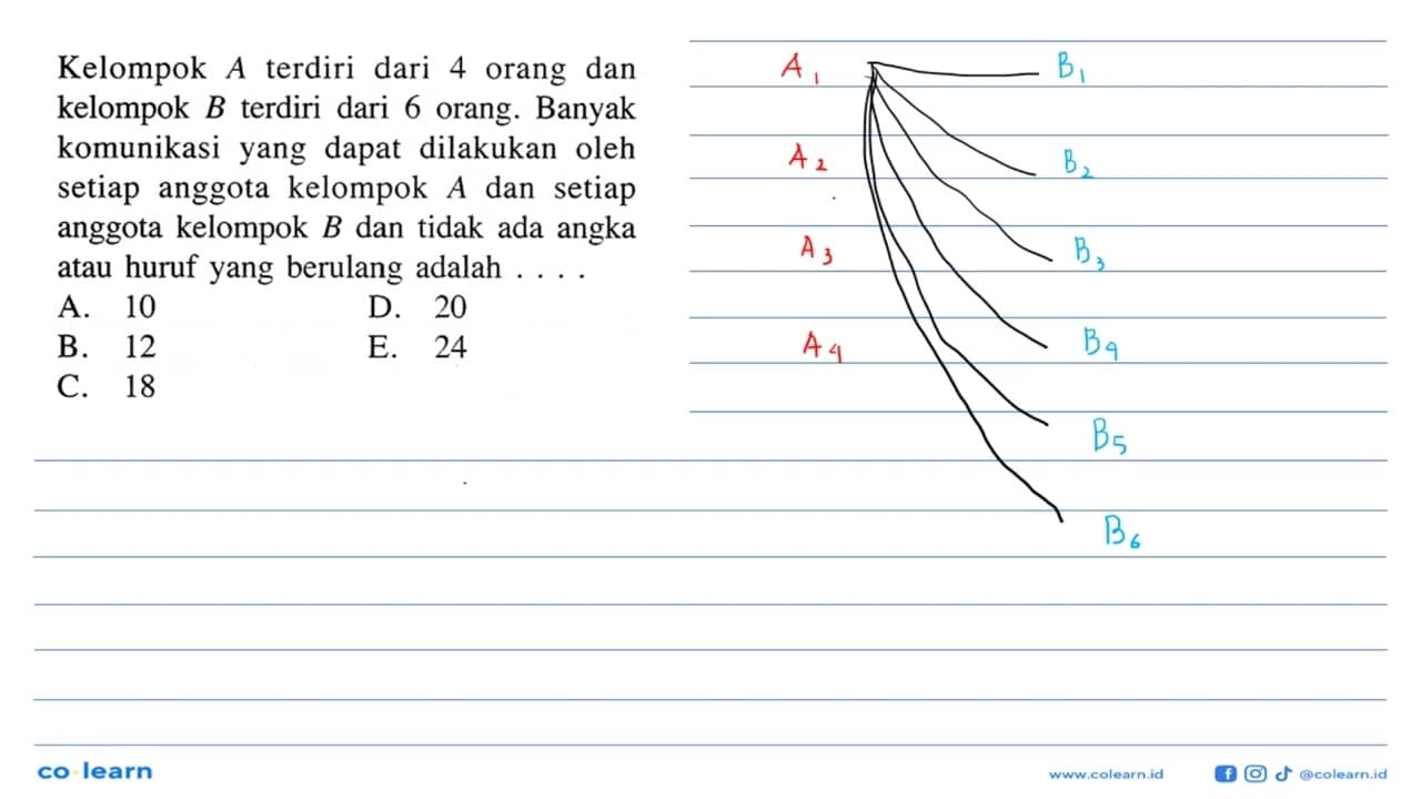 Kelompok A terdiri dari 4 orang dan kelompok B terdiri dari