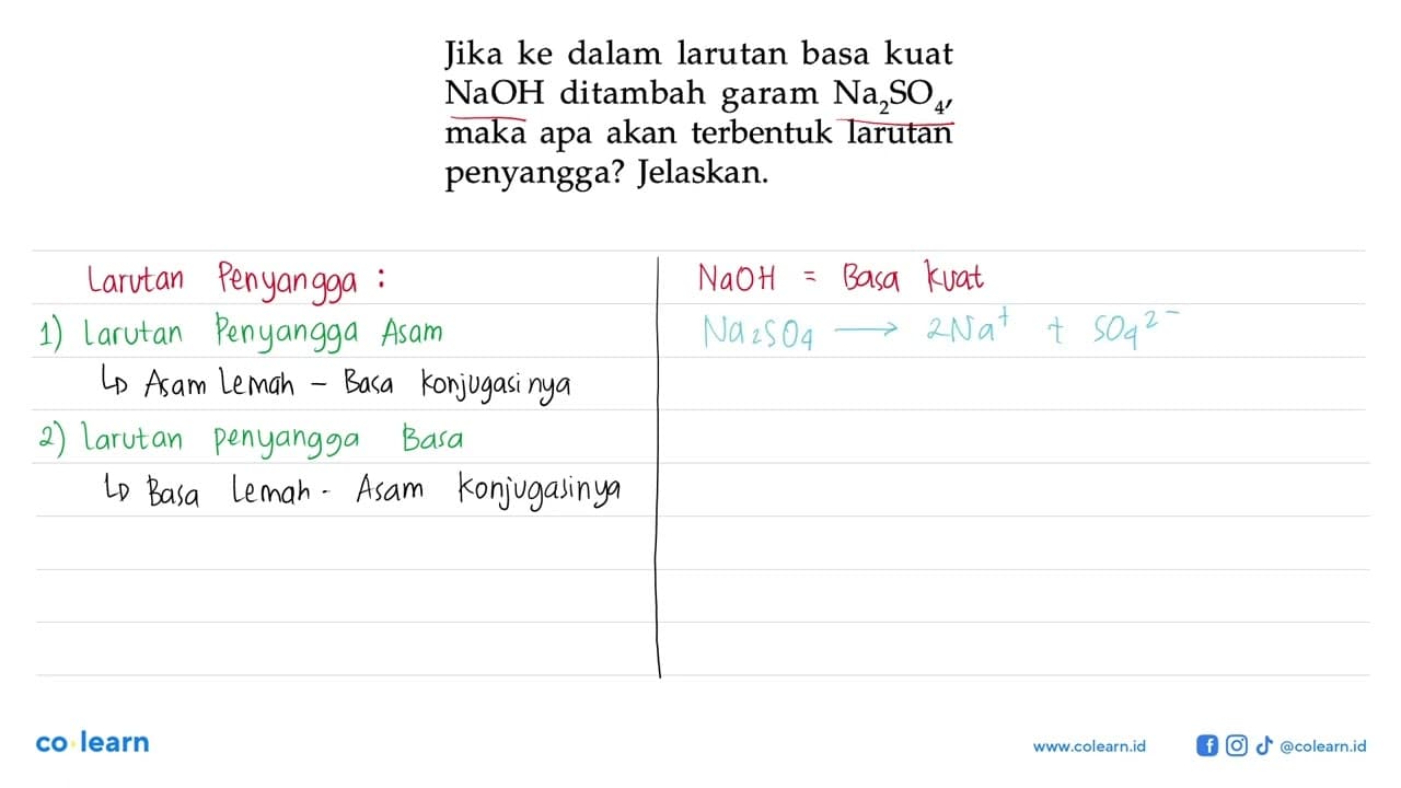 Jika ke dalam larutan basa kuat NaOH ditambah garam Na2SO4