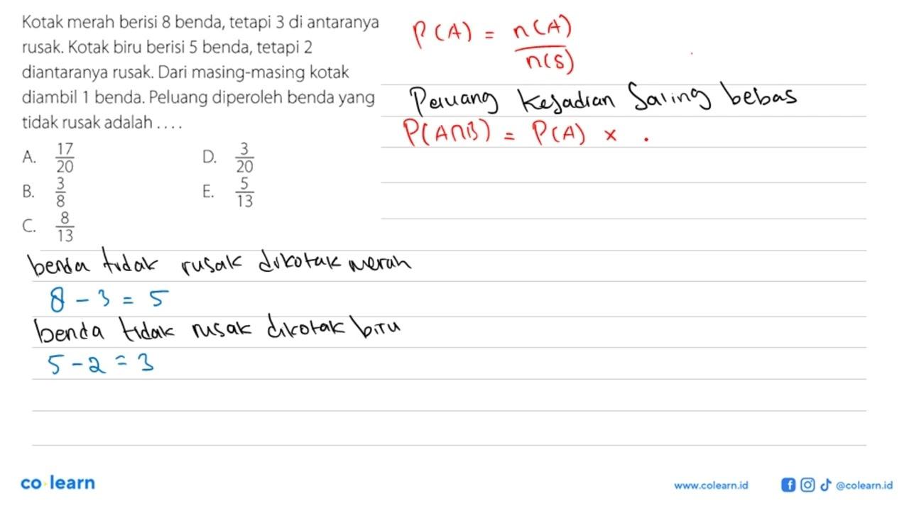 Kotak merah berisi 8 benda, tetapi 3 di antaranya rusak.