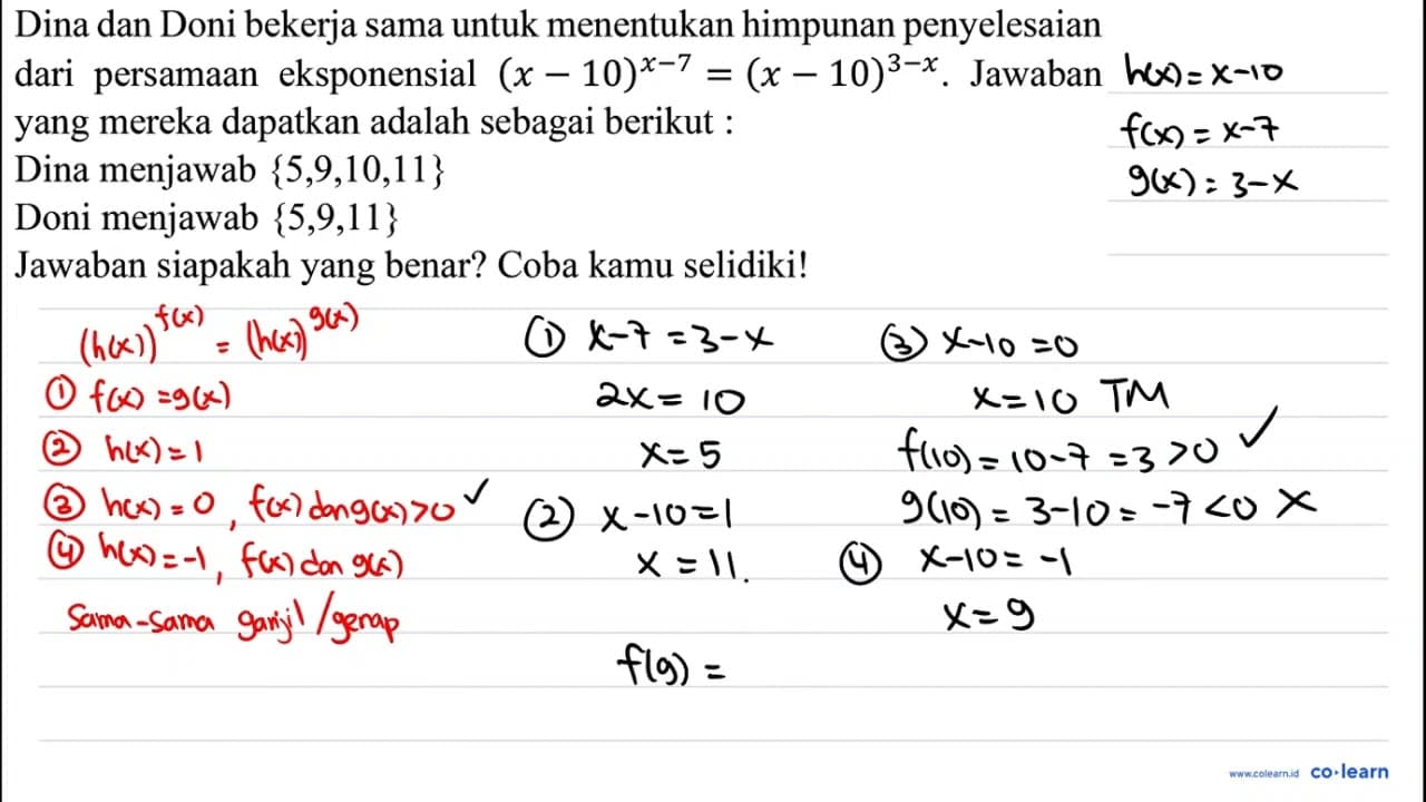 Dina dan Doni bekerja sama untuk menentukan himpunan