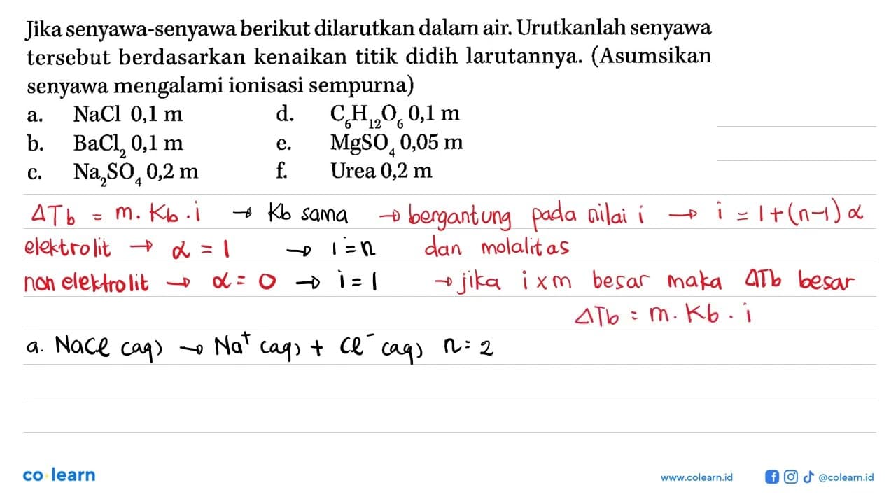 Jika senyawa-senyawa berikut dilarutkan dalam air.